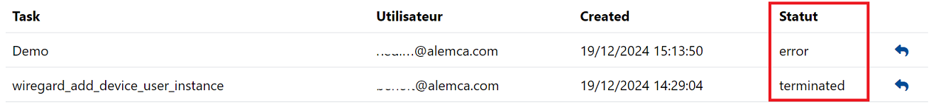 commande status