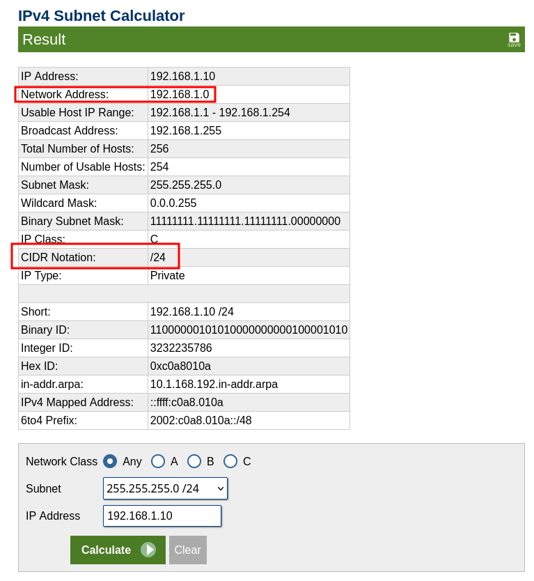 Calcul de l'adresse réseau