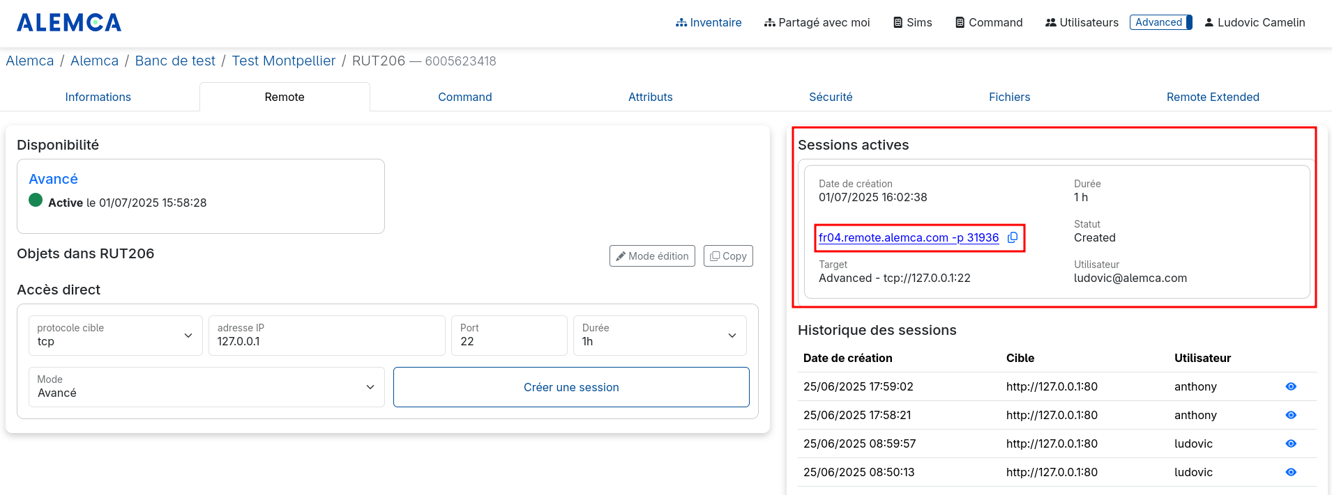 Session-Result SSH